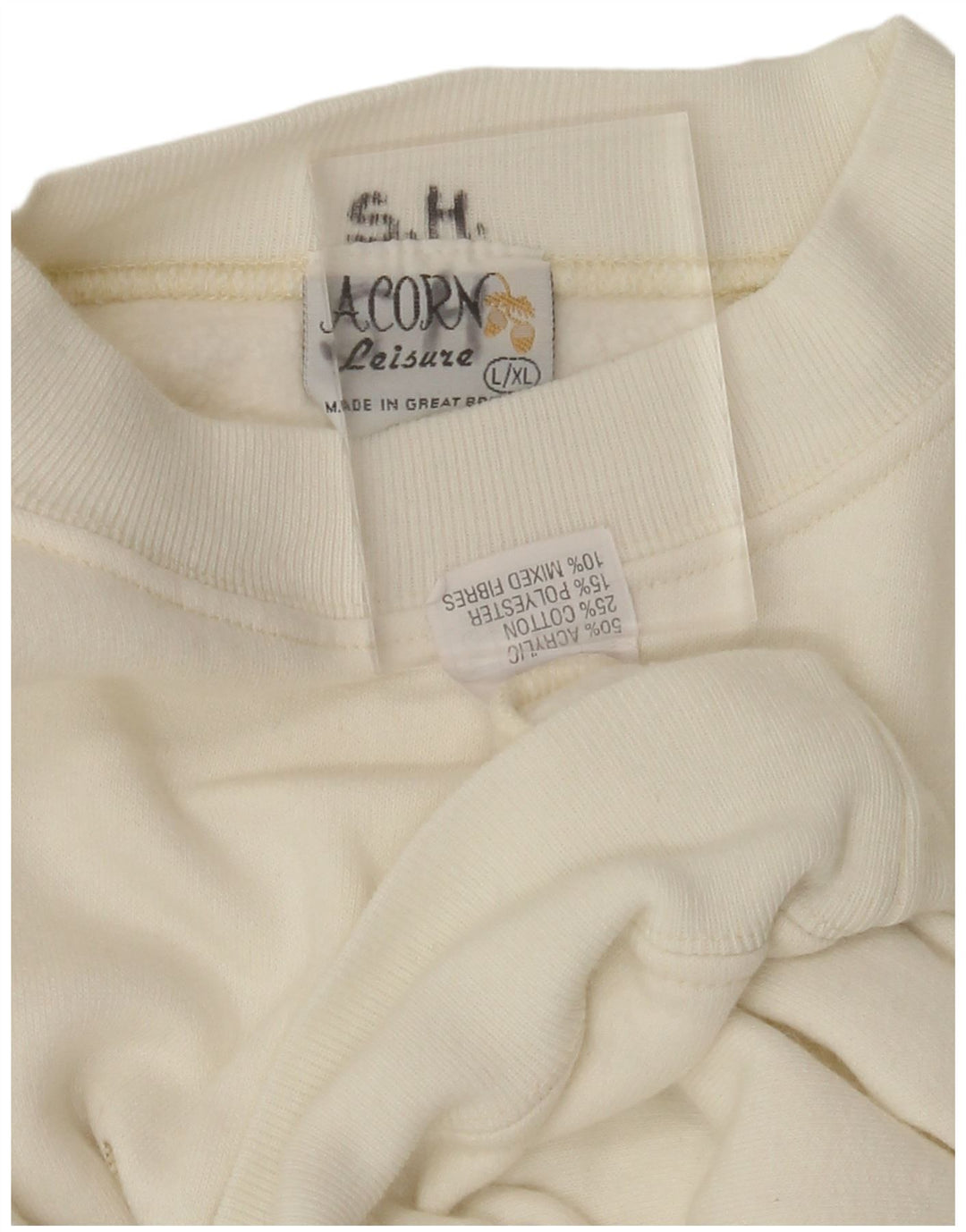 ACORN Womens Crew Neck Jumper Sweater UK 16 Large White Acrylic