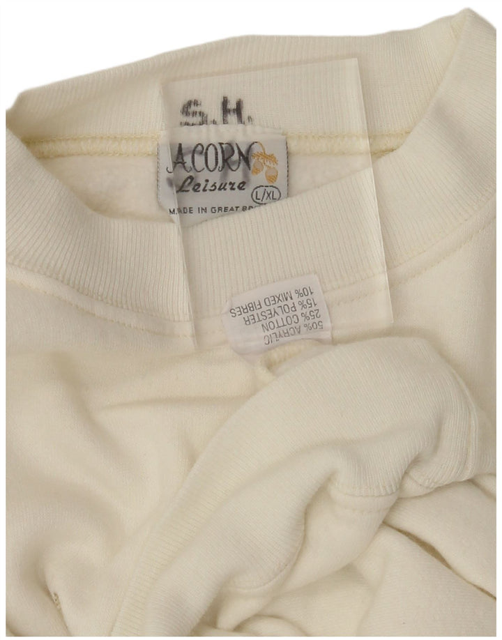 ACORN Womens Crew Neck Jumper Sweater UK 16 Large White Acrylic