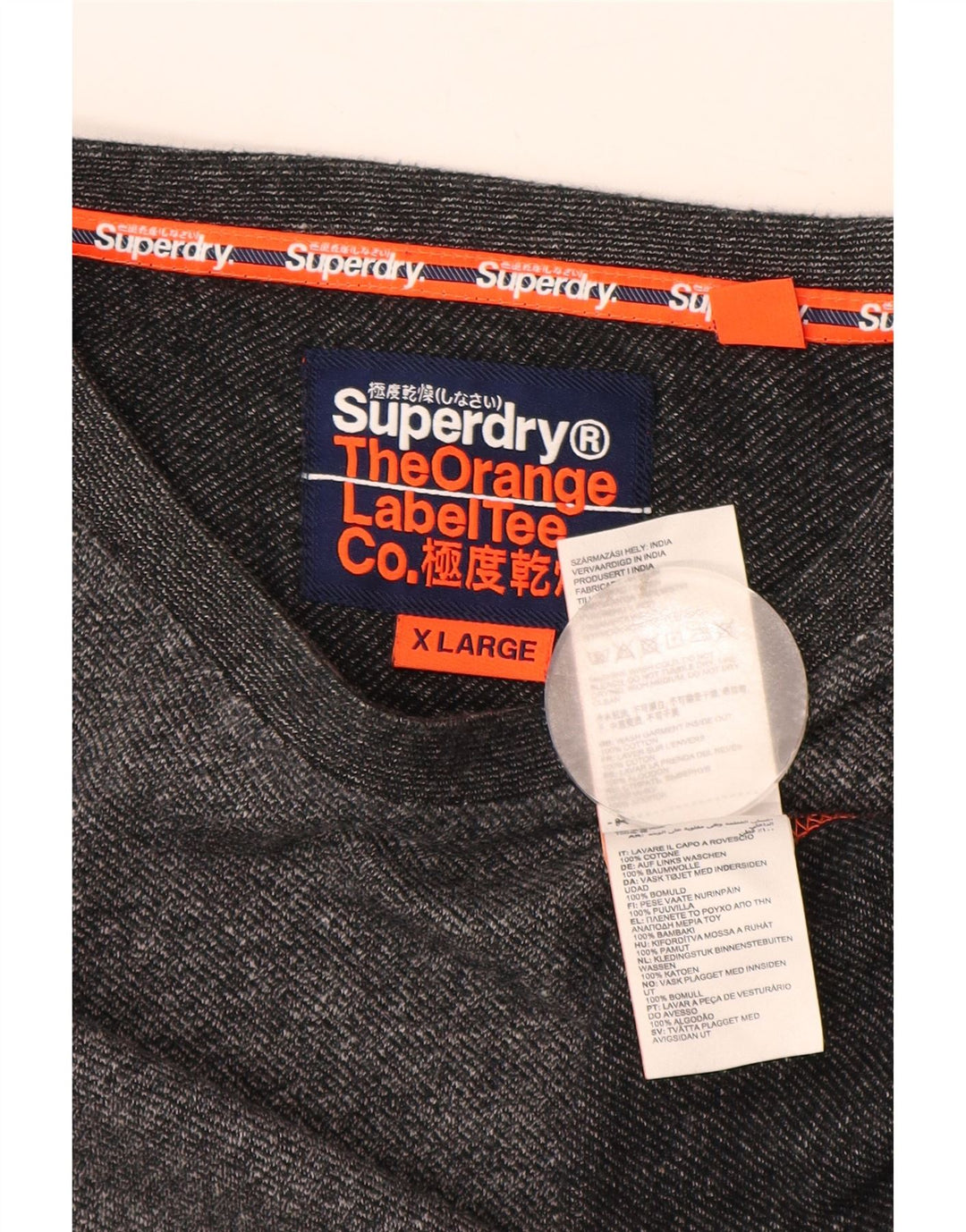Superdry Mens Top Long Sleeve XL Grey Flecked Cotton
