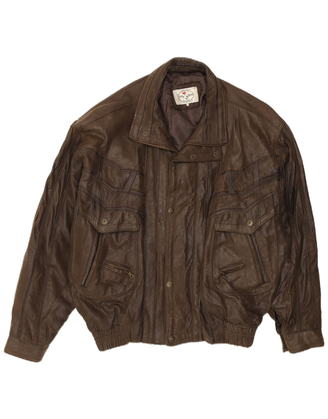 Vintage Mens Leather Jacket UK 42 XL Brown Leather