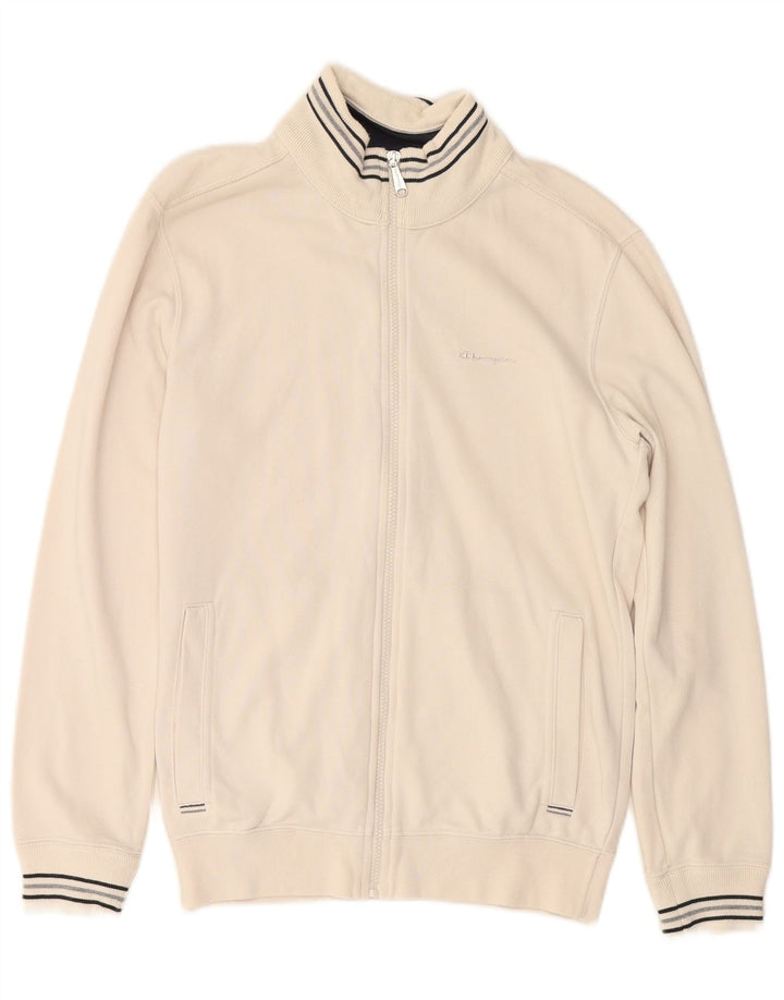 CHAMPION Mens Tracksuit Top Jacket Small Off White Cotton