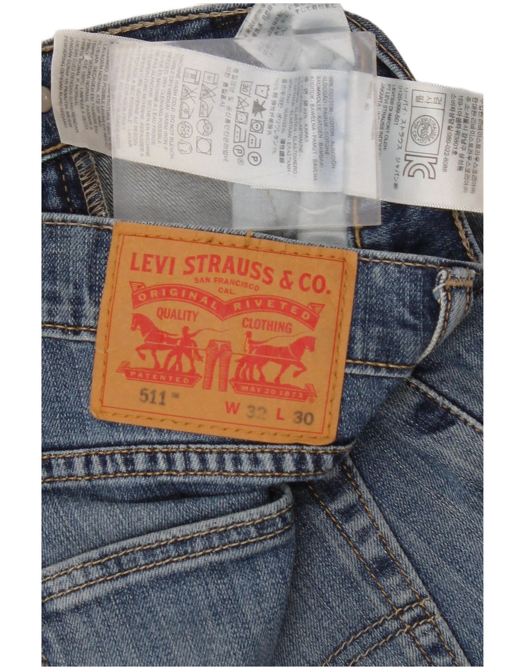 LEVI'S Mens 511 Slim Jeans W32 L30 Blue Cotton