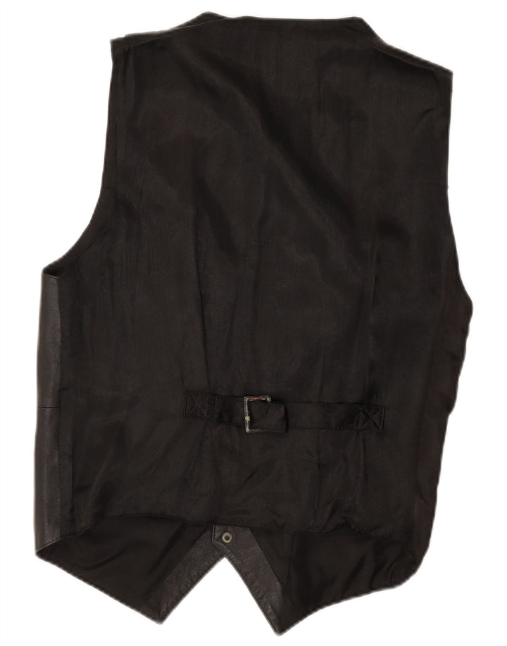 SKINZ Mens Leather Waistcoat Medium Black Leather