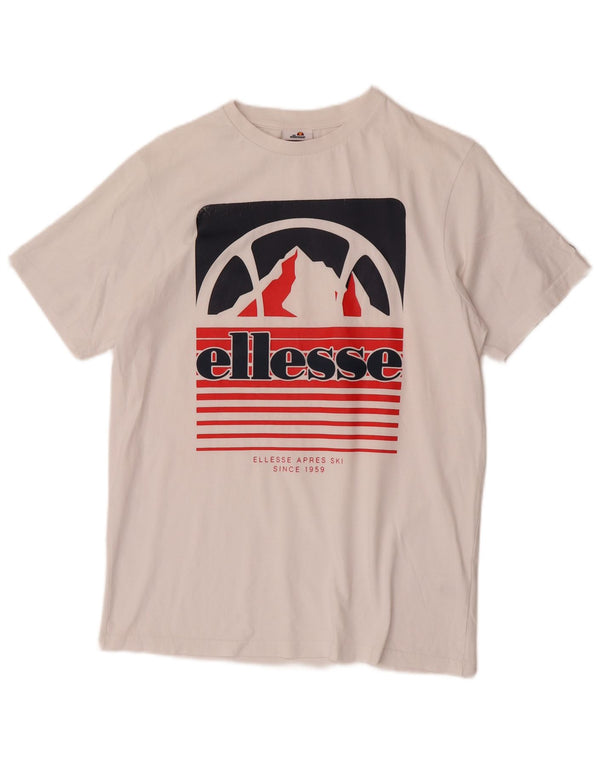 Ellesse Mens Graphic T-Shirt Top Small White Cotton