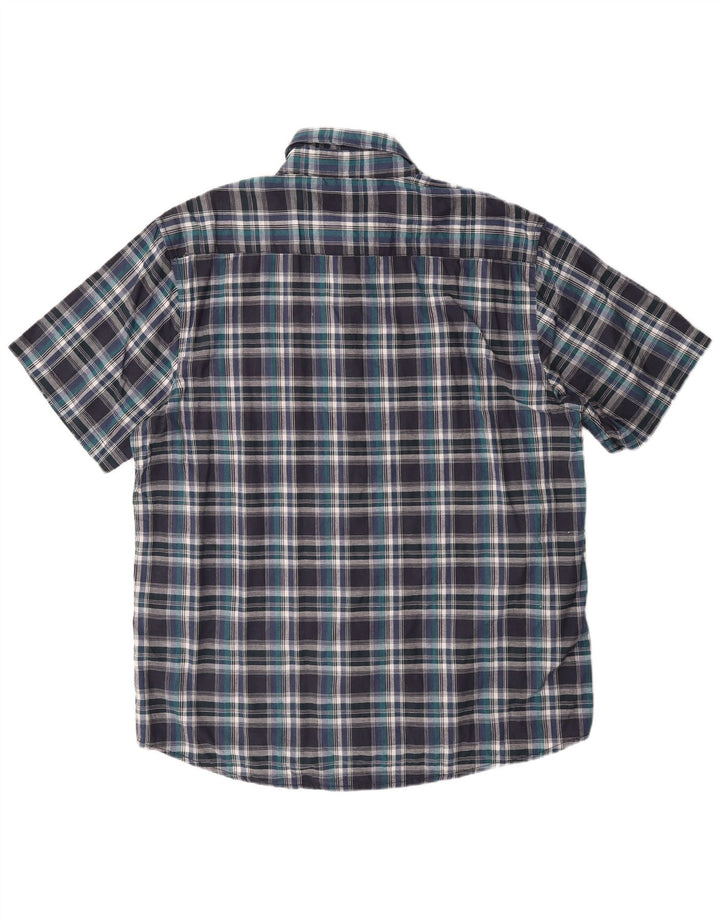 Avirex Mens Short Sleeve Shirt 2XL Navy Blue Check Cotton