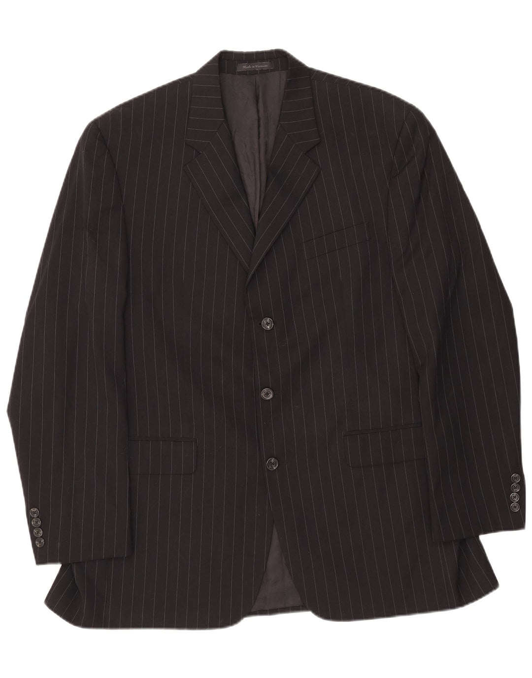CHAPS Mens 3 Button Blazer Jacket UK 42 XL Black Pinstripe Wool