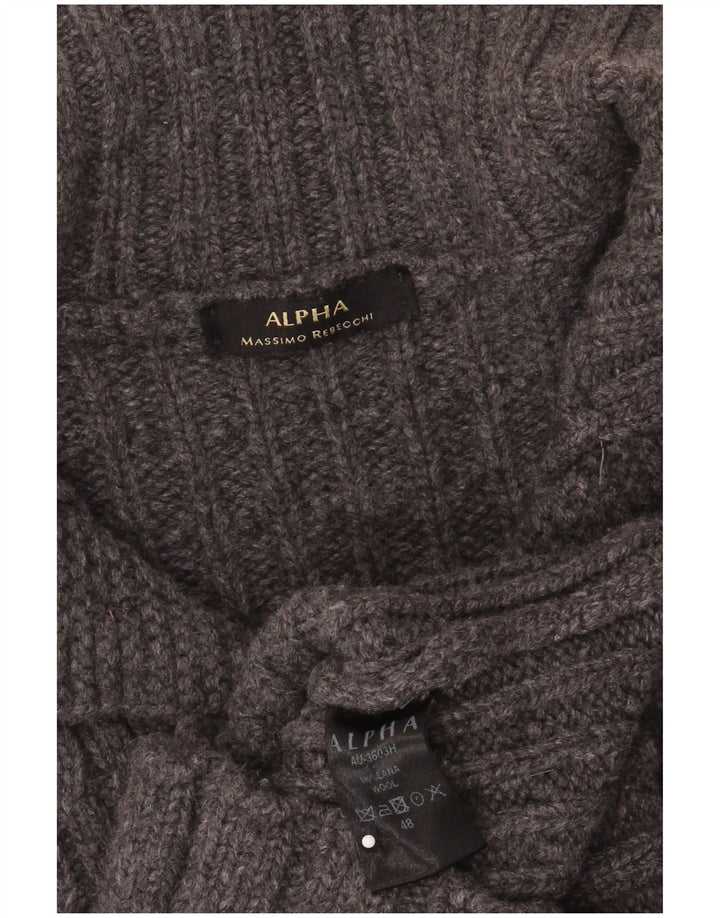 Alpha Massimo Rebecchi Mens Button Neck Jumper Sweater IT 48 Medium Grey