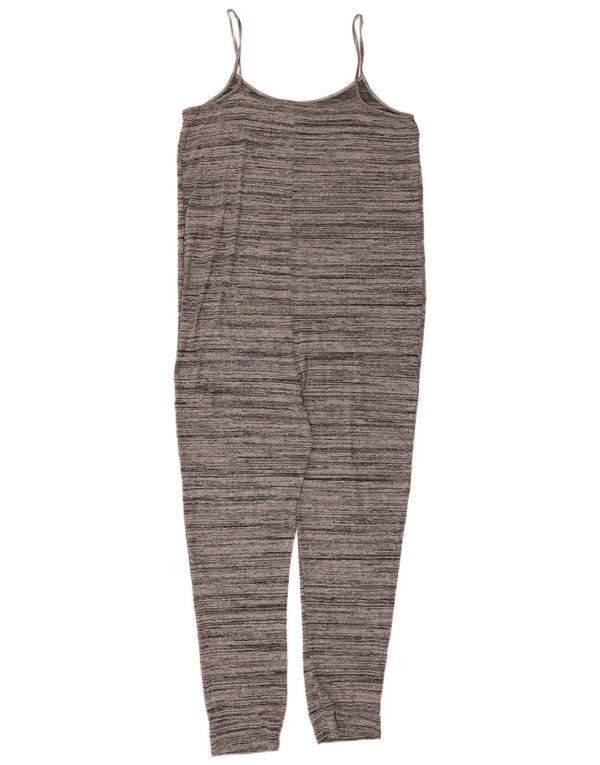 Topshop Womens Sleeveless Jumpsuit UK 12 Medium Grey Striped Viscose