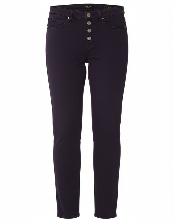 GUESS Womens High Waist Skinny Casual Trousers W28 L30 Navy Blue Cotton