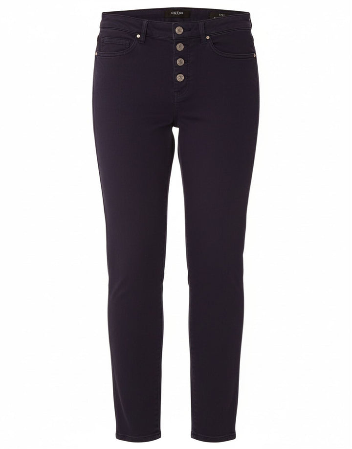 GUESS Womens High Waist Skinny Casual Trousers W28 L30 Navy Blue Cotton