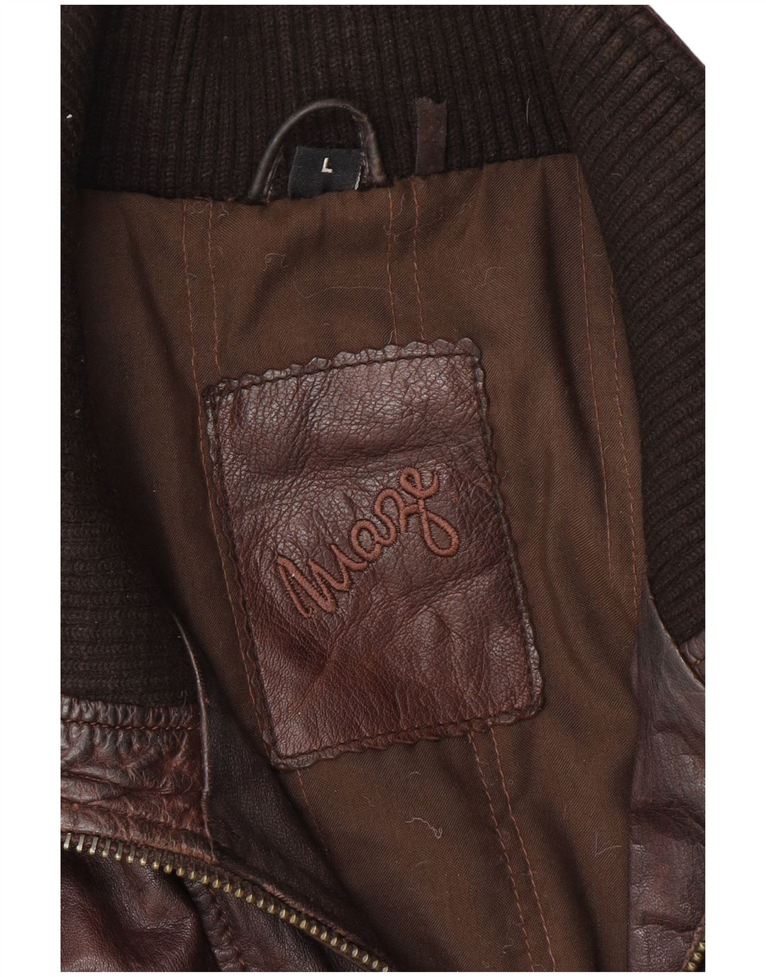 MAZE Mens Leather Jacket UK 40 Large Brown Leather