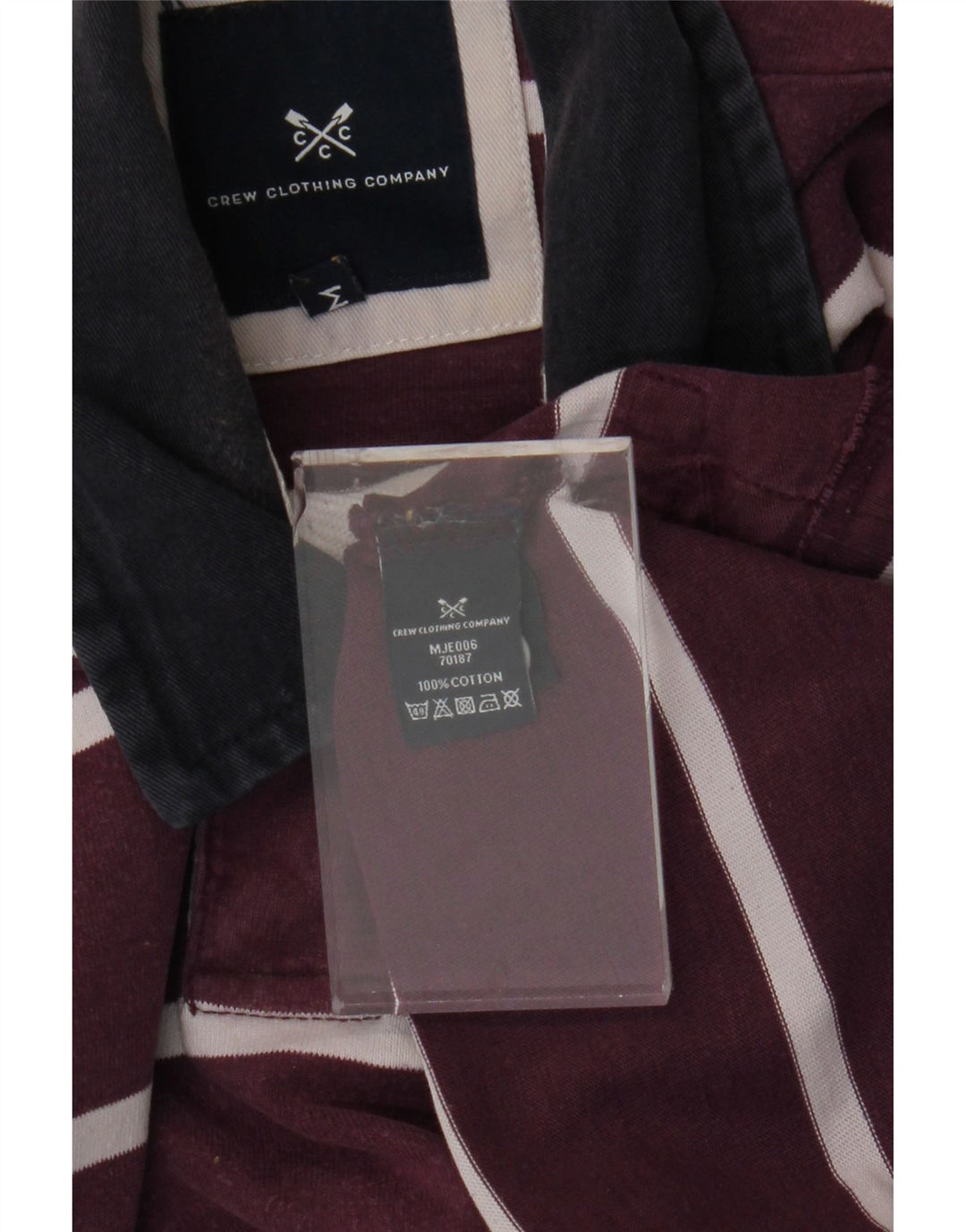 CREW CLOTHING Mens Long Sleeve Rugby Polo Shirt Medium Purple Striped