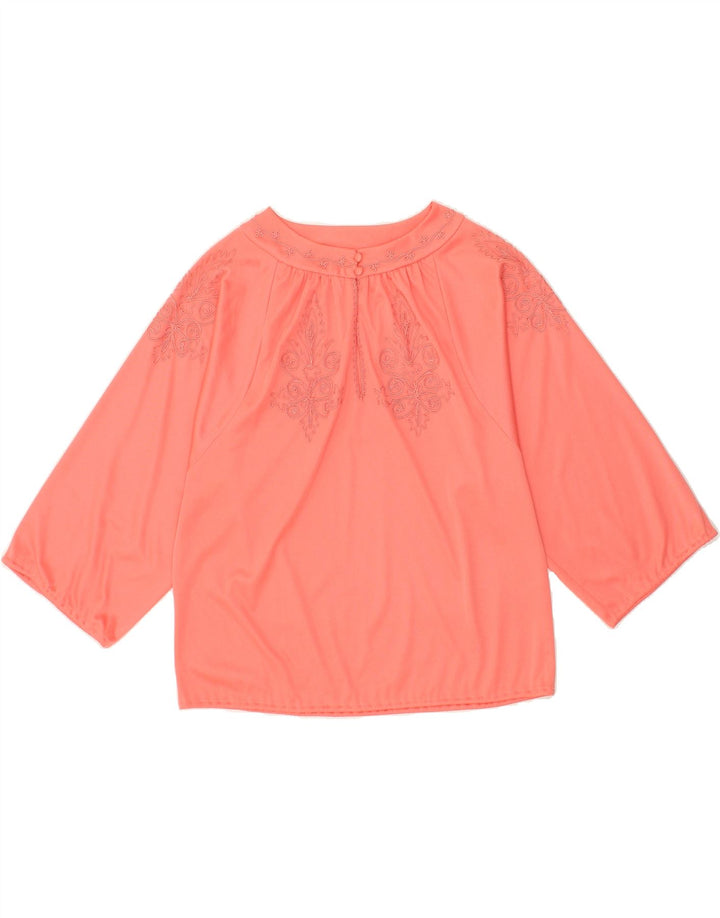 VINTAGE Womens 3/4 Sleeve Blouse Top UK 12 Medium Pink Vintage Vintage and Second-Hand Vintage from Messina Hembry 