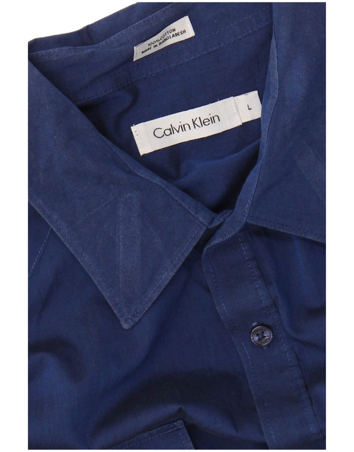 CALVIN KLEIN Mens Shirt Large Blue Cotton