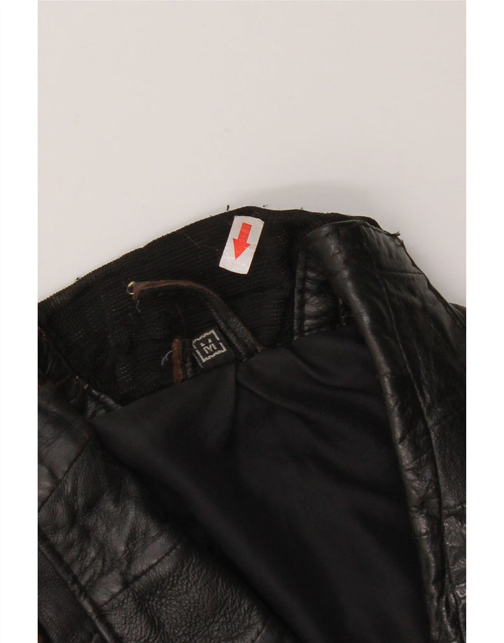 Vintage Womens Bomber Leather Jacket UK 12 Medium Black Leather