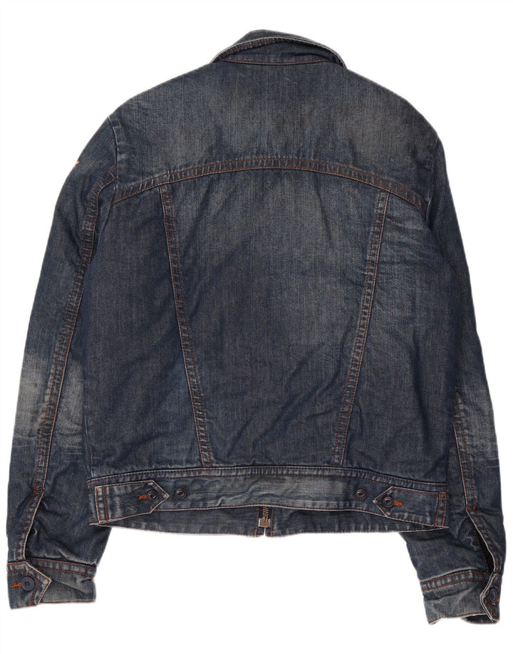 REPLAY Womens Denim Jacket UK 14 Large Navy Blue Cotton