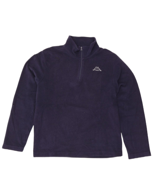 Kappa Mens Zip Neck Fleece Jumper Large Navy Blue Polyester