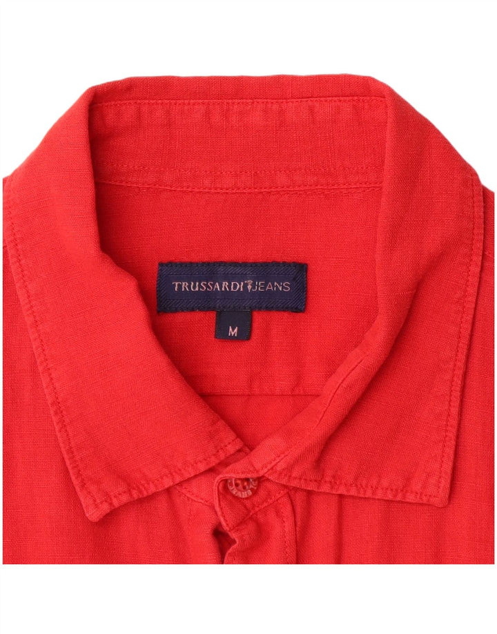 Trussardi Jeans Mens Shirt Medium Red Cotton