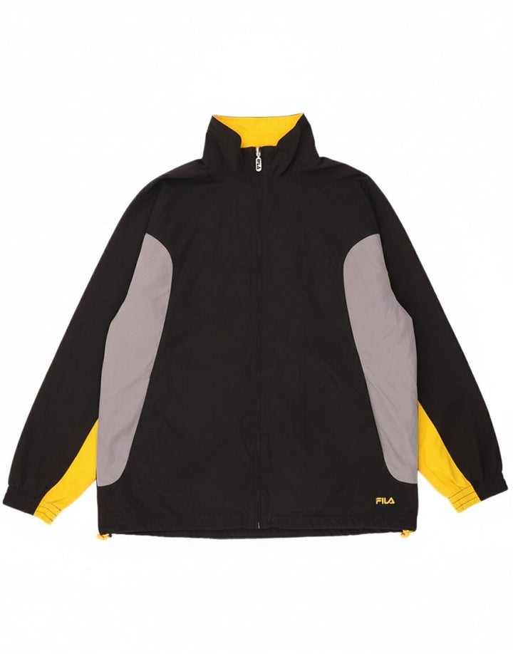 FILA Mens Tracksuit Top Jacket Medium Black Colourblock Polyester