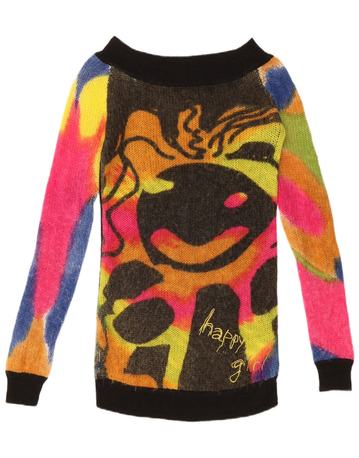 Desigual Womens Boat Neck Jumper Sweater UK 12 Medium Multicoloured