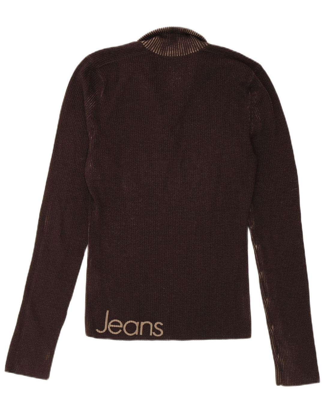 CALVIN KLEIN JEANS Womens Button Neck Jumper Sweater UK 10 Small Brown