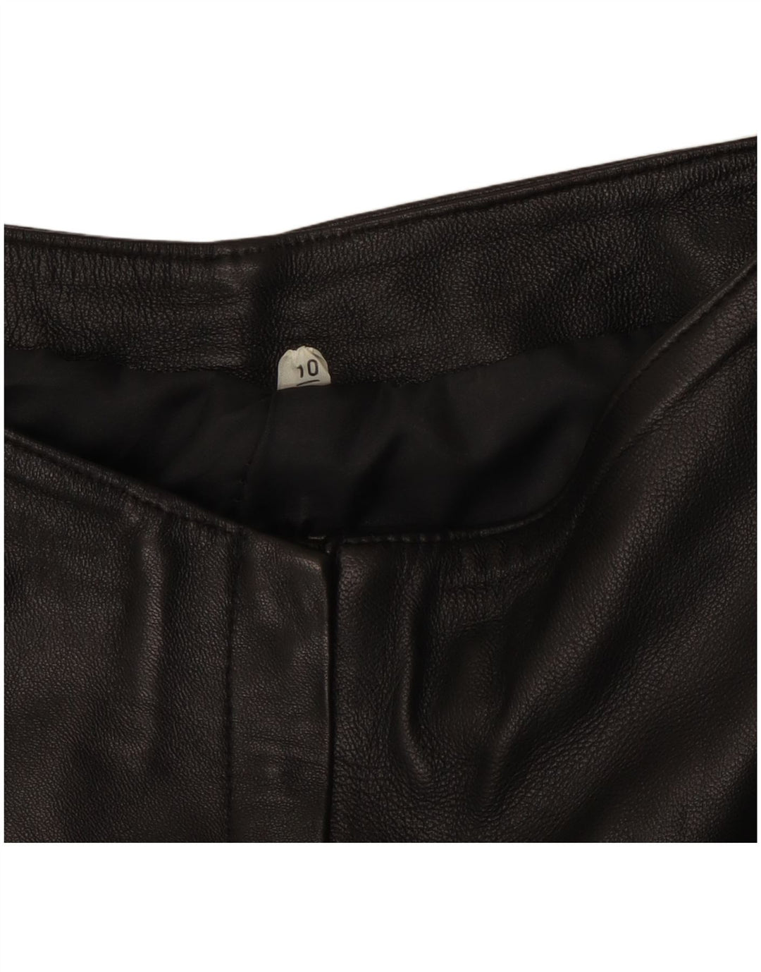 VINTAGE Womens Leather Trousers UK 10 Small W27 L31  Black