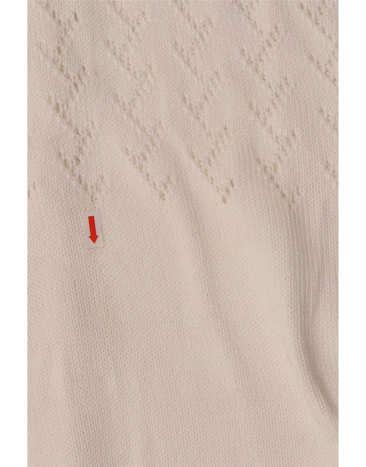 Vintage Womens Cardigan Sweater UK 14 Medium White