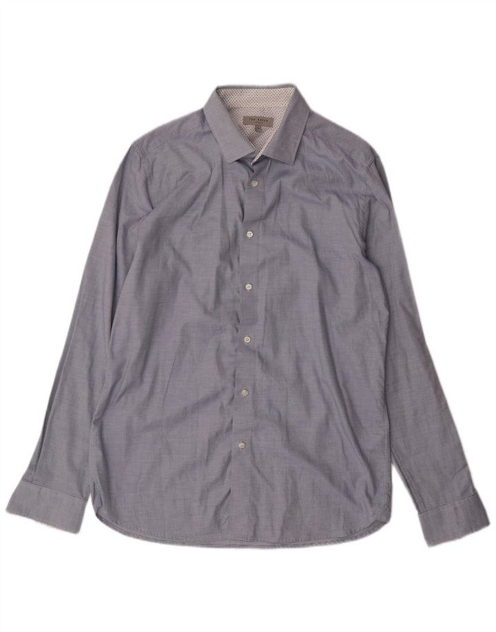 TED BAKER Mens Shirt Size 4 Large Blue Check Cotton