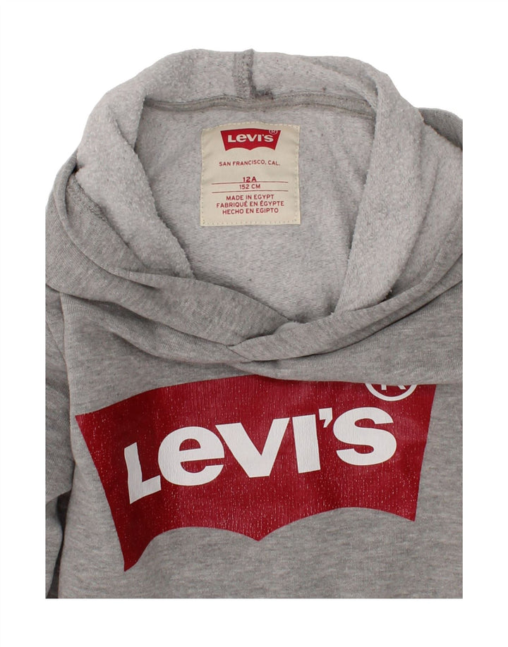 LEVI'S Boys Graphic Hoodie Jumper 11-12 Years Grey Vintage Levi's and Second-Hand Levi's from Messina Hembry 