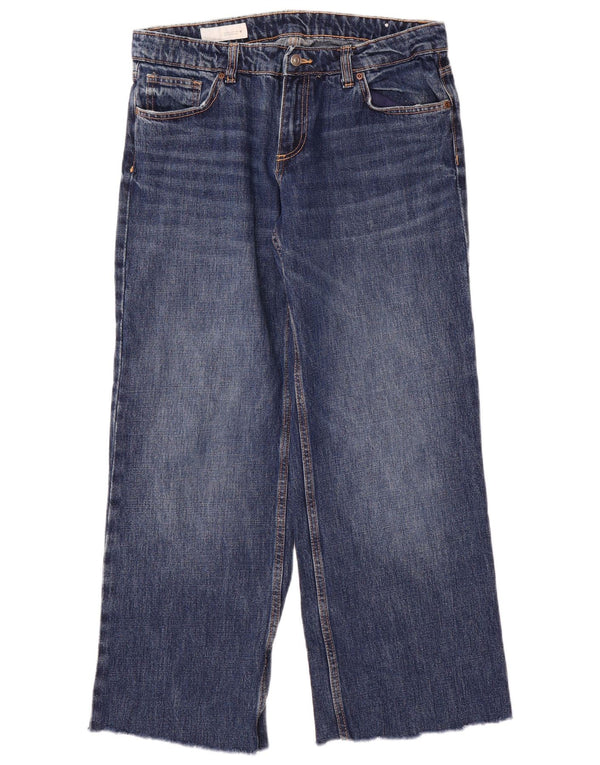 Zara Womens Wide Leg Jeans EU 40 Medium W30 L29 Blue Cotton