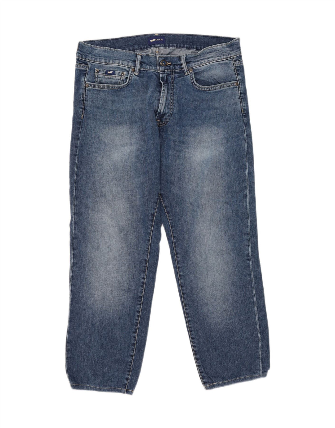Gas Mens Cropped Jeans W33 L26 Blue Cotton