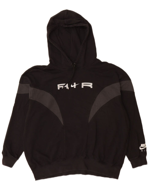 Nike Mens Graphic Hoodie Jumper Small Black Colourblock Cotton