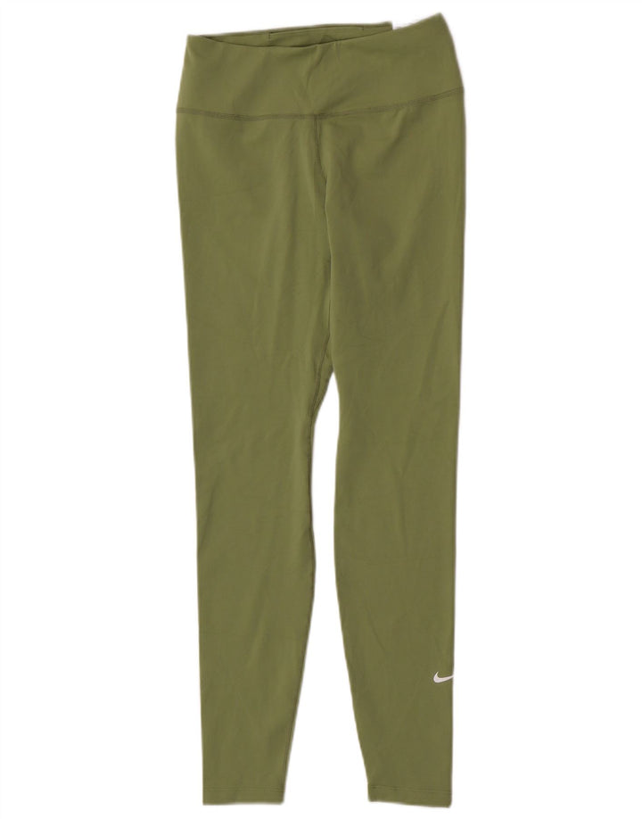 Nike Womens Dri Fit Leggings UK 10 Small  Green Polyester
