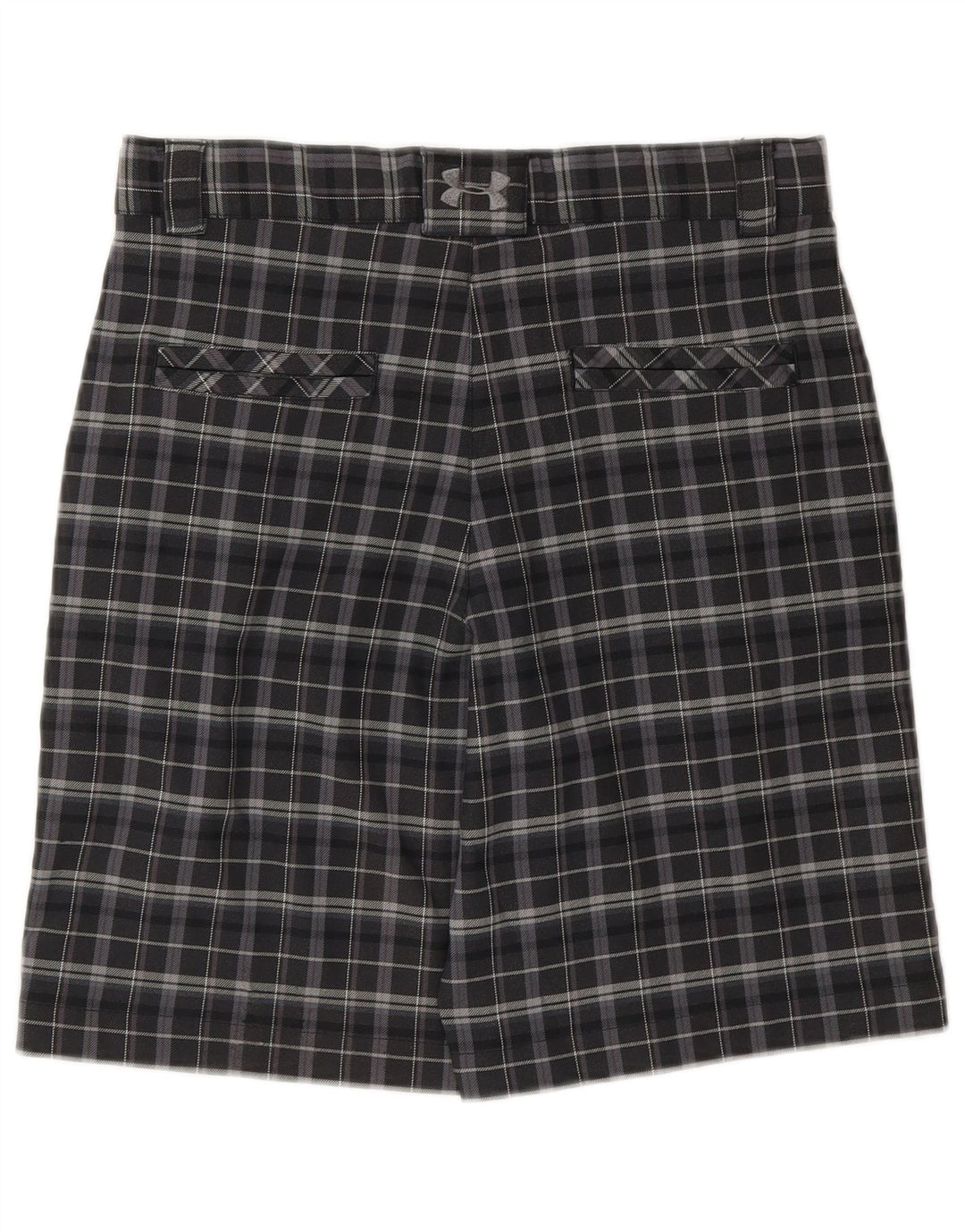UNDER ARMOUR Boys Chino Shorts 11-12 Years Large W26 Grey Check Polyester