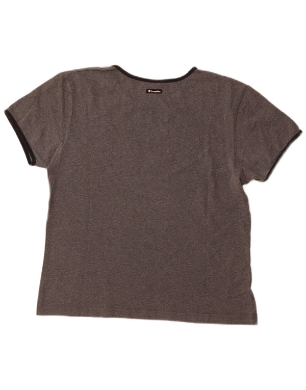 CHAMPION Womens Graphic T-Shirt Top UK 18 XL Grey Cotton