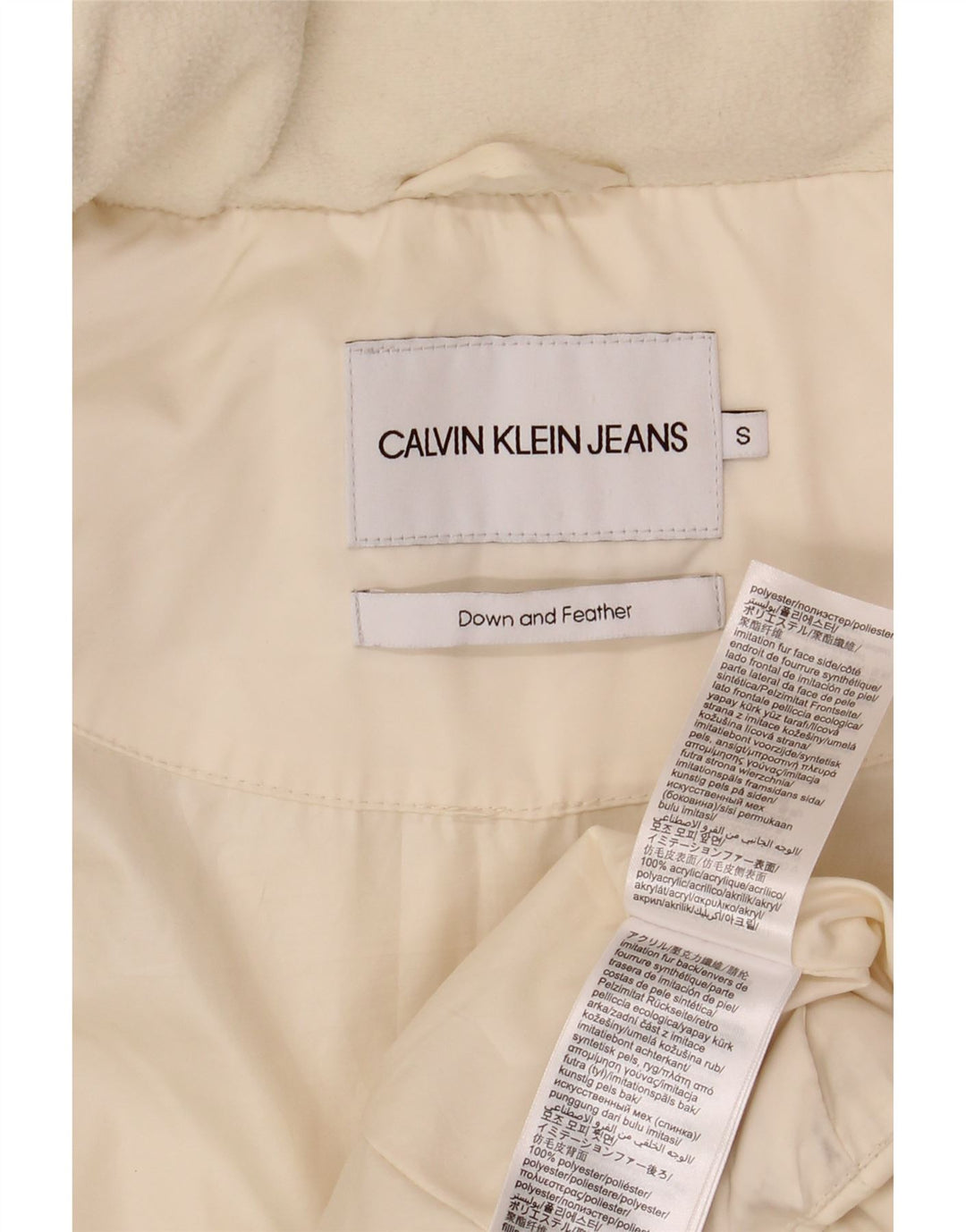CALVIN KLEIN JEANS Womens Oversized Padded Jacket UK 10 Small Off White