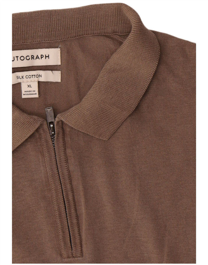 Marks & Spencer Mens Autograph Polo Shirt XL Grey Silk