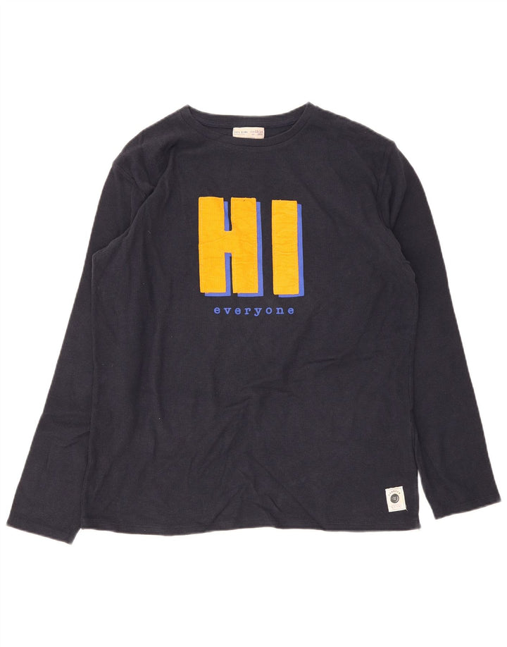 Zara Boys Graphic Top Long Sleeve 13-14 Years Navy Blue