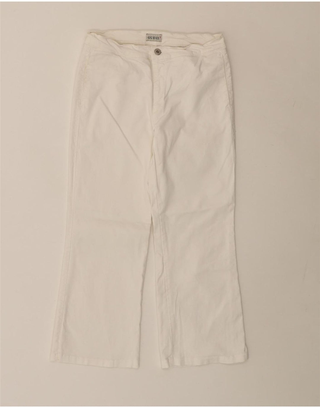 GUESS Womens Straight Cropped Trousers W29 L23 Off White Cotton