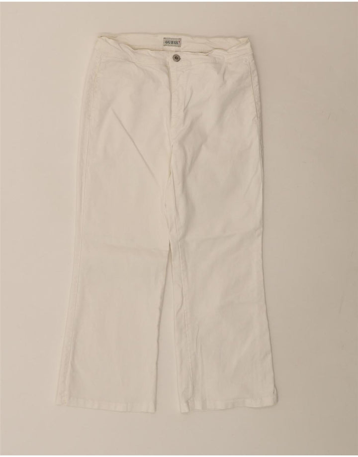 GUESS Womens Straight Cropped Trousers W29 L23 Off White Cotton