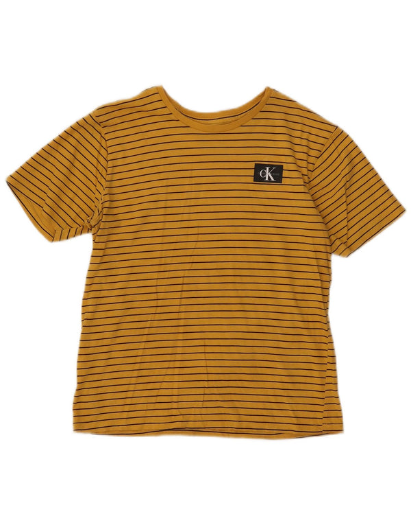 Calvin Klein Jeans Girls T-Shirt Top 14-15 Years Large Yellow Striped
