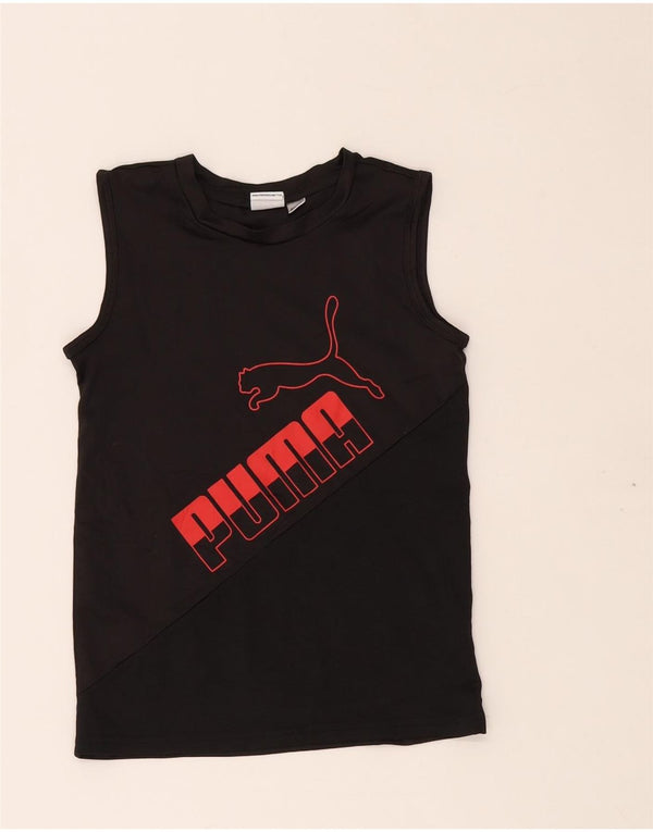 PUMA Boys Graphic Vest Top 6-7 Years Black Polyester