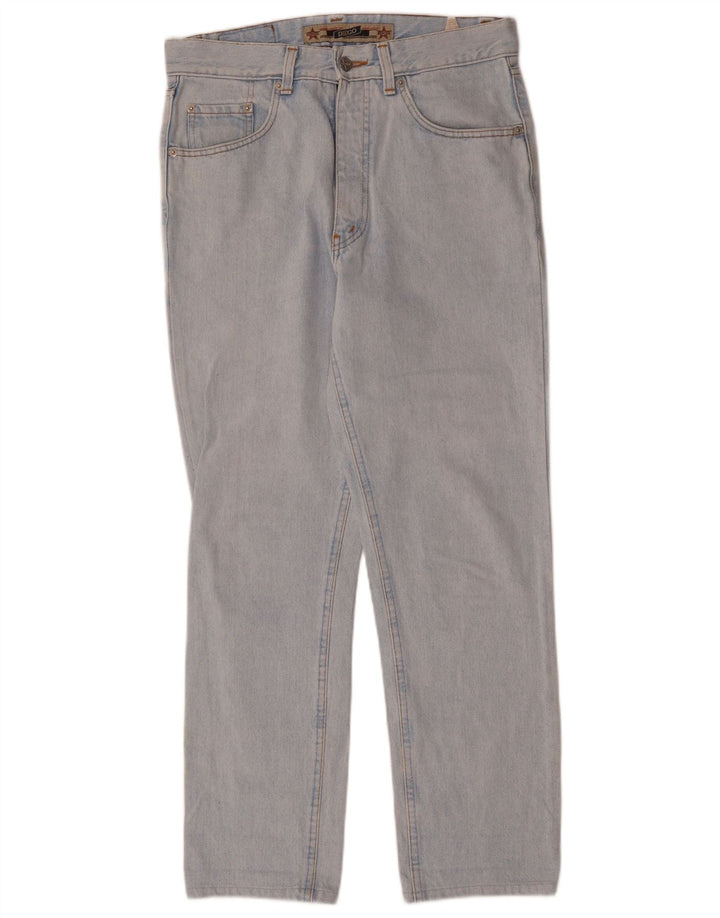 VINTAGE Womens High Waist Straight Jeans W31 L30 Blue Cotton