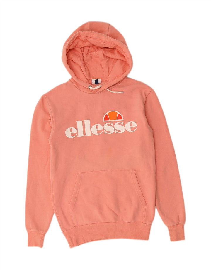 ELLESSE Womens Graphic Hoodie Jumper UK 6 XS Pink