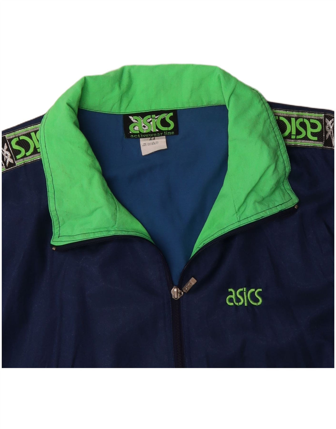 ASICS Mens Graphic Tracksuit Top Jacket IT 54 XL Blue Colourblock