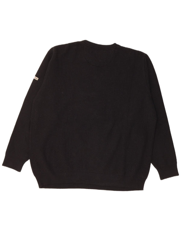 NORTH POLE Mens Crew Neck Jumper Sweater 2XL Black Wool