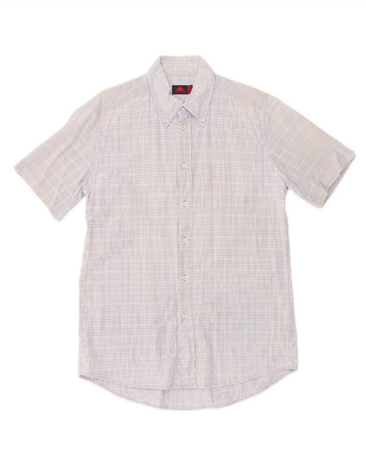 KAPPA Mens Short Sleeve Shirt Medium Blue Check Cotton