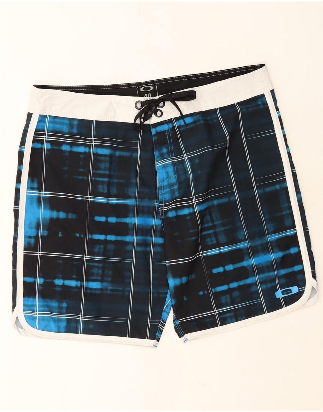 Oakley Mens Swimming Shorts XL Navy Blue Check Polyester