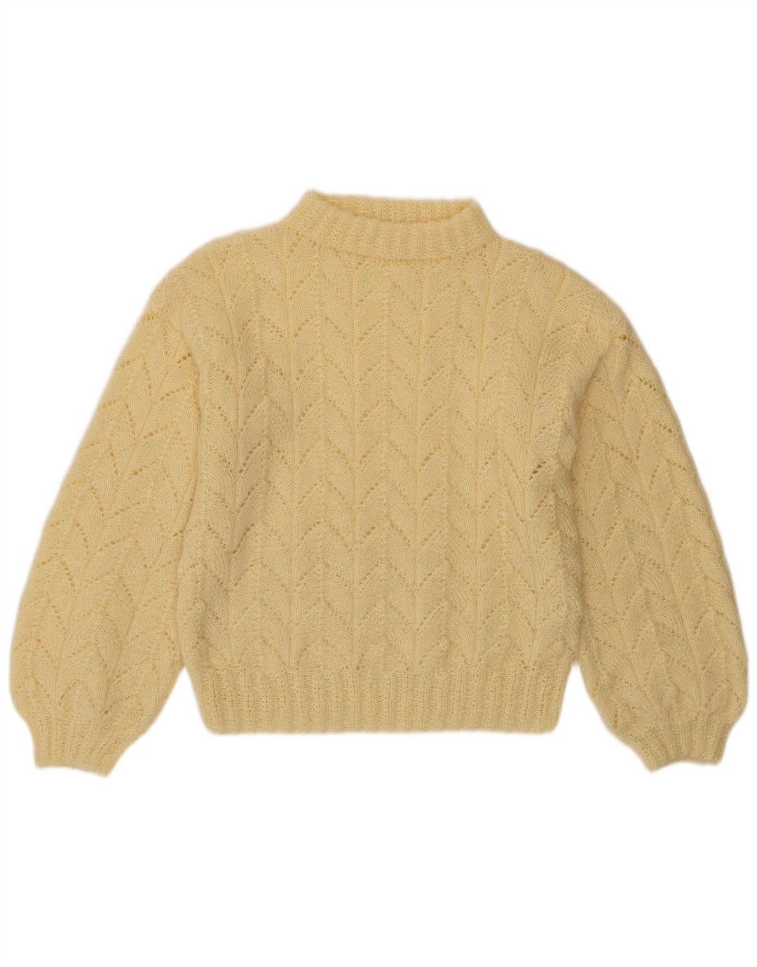 Vintage Womens Turtle Neck Jumper Sweater UK 14 Medium Yellow