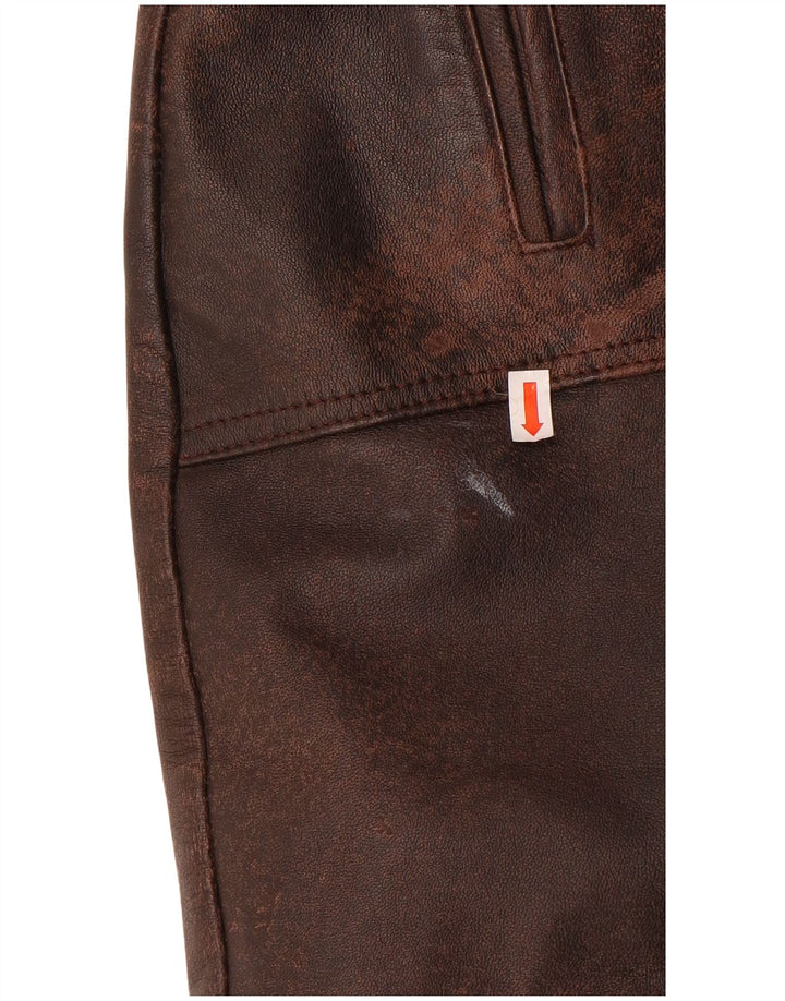 Vintage Womens Leather Coat UK 14 Medium Brown Leather